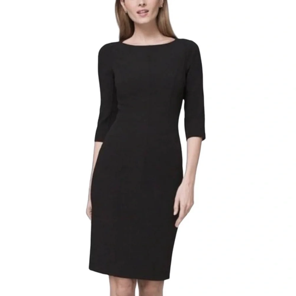 White House Black Market Body Perfecting Split Sleeve Knee Length Sheath Dress - Picture 1 of 9